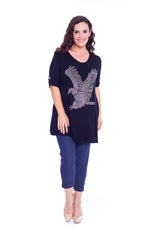 1316 Eagle Stud Button on Sleeve Top