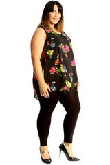 1691 Chiffon Floral Print Hanky Top