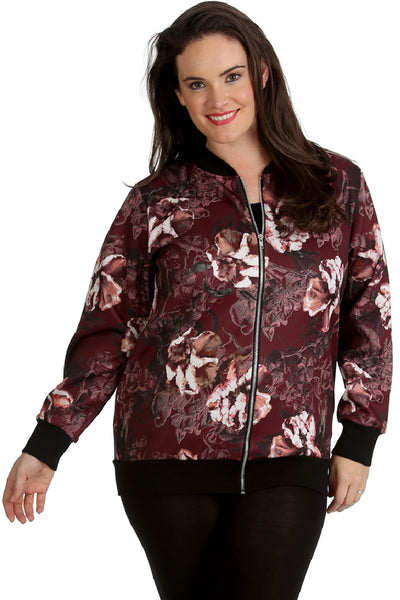 Floral Abstract Print Bomber Jacket