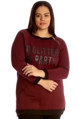 3124 No Glitter No Party Print Zip Sweatshirt