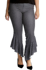6085 Checked Frill Trousers
