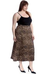 5042 Leopard Print Mid Calf Skirt