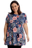 1731 Denim Style Floral Print Swing Top
