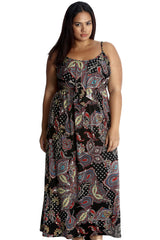 2239 Paisley Print Frill Maxi Dress
