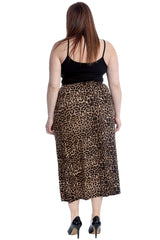 5042 Leopard Print Mid Calf Skirt