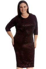 2212 Polka Dot Foil Midi Dress