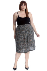 5047 Multi Floral Print Skater Skirt