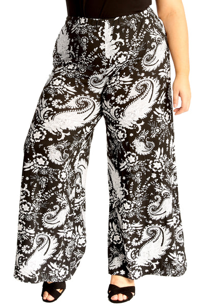 6115 Bold Paisley Print Palazzo Trouser