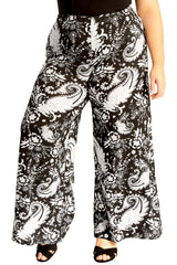6115 Bold Paisley Print Palazzo Trouser