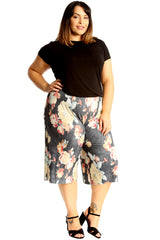 6145 Floral Print Crinkle Culottes