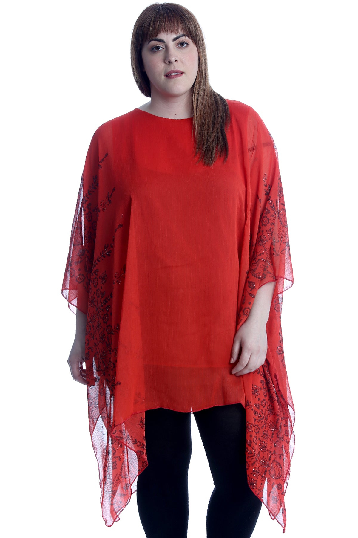 3249 Paisley Heart & Dove Print Chiffon Kaftan