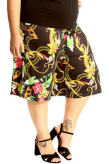 6142 Chains & Leaf Print Culottes