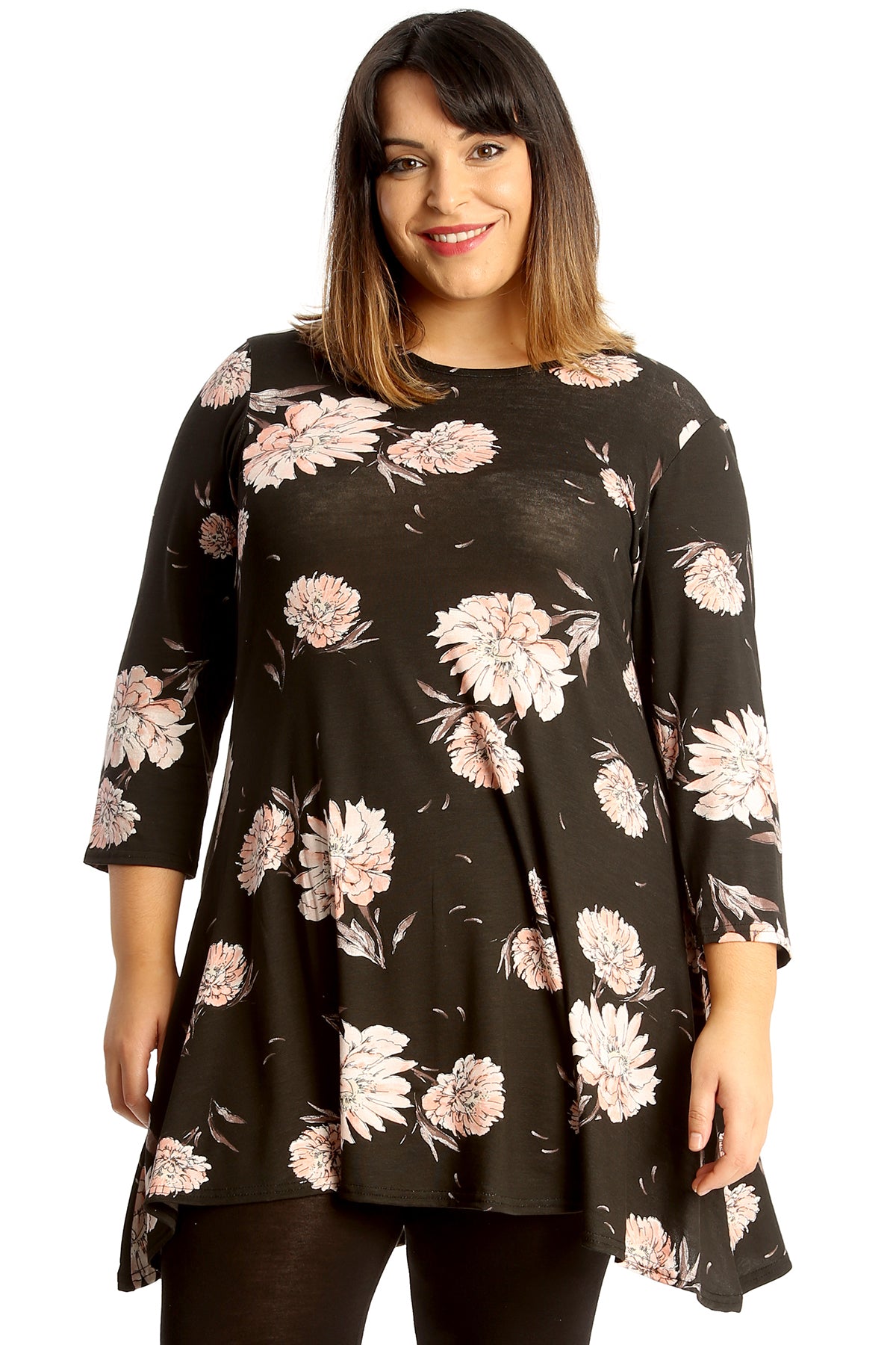 1675 Bold Floral Print Swing Top