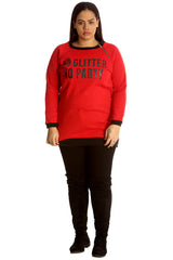3124 No Glitter No Party Print Zip Sweatshirt