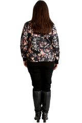 3186 Leaf Print Bomber Jacket