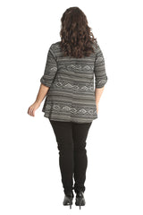 1577 Tribal Print 2 Button Top
