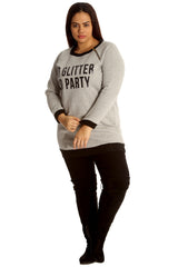 3124 No Glitter No Party Print Zip Sweatshirt