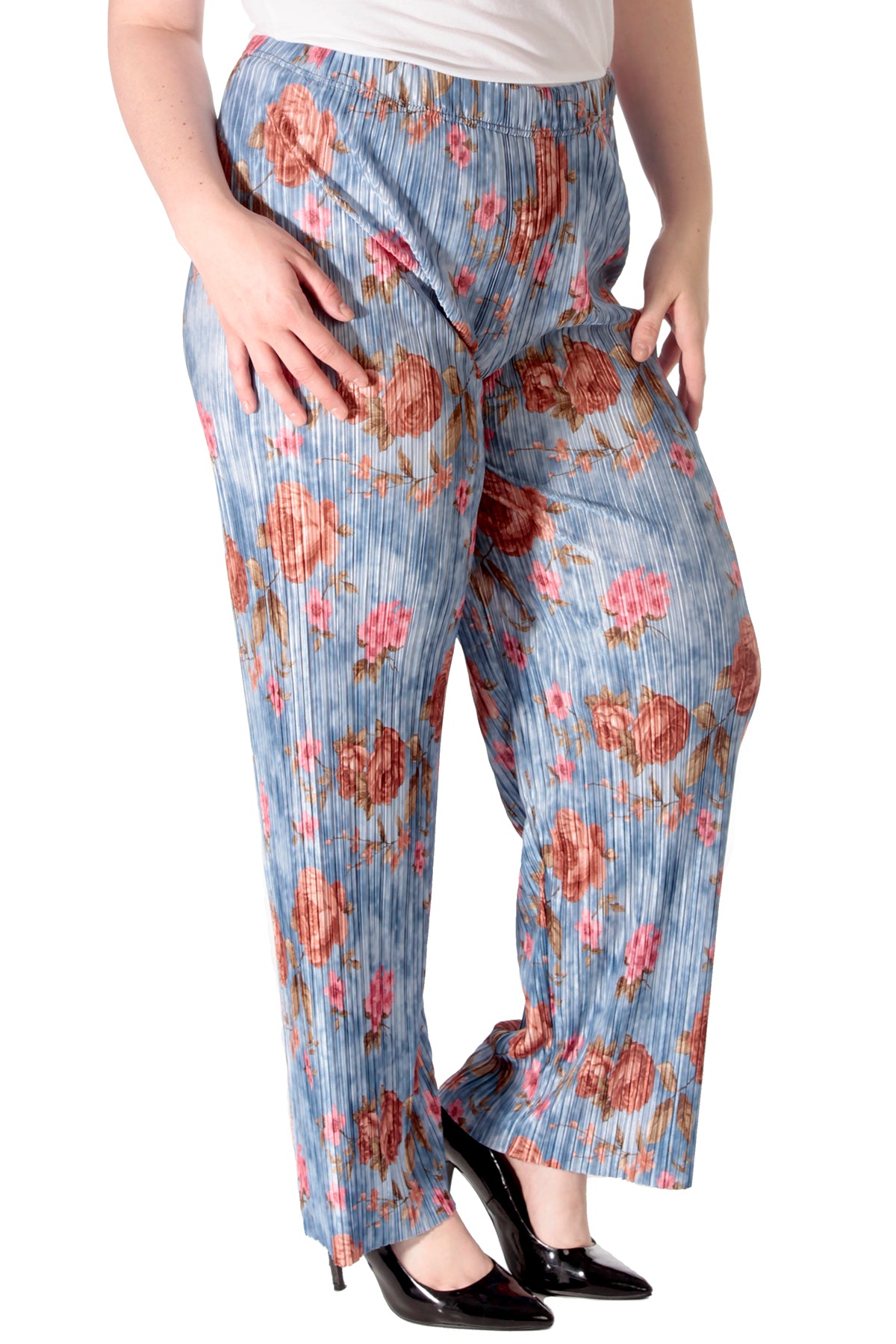 Bold Floral Print Pleated Trousers