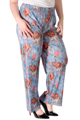 Bold Floral Print Pleated Trousers