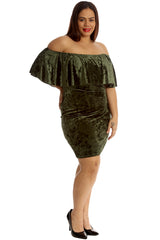 2210 Velvet Frill Top Midi Dress