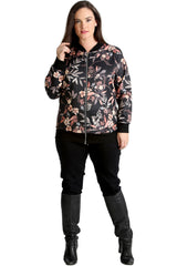 3186 Leaf Print Bomber Jacket