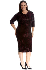 2212 Polka Dot Foil Midi Dress