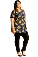 1719 Artsy Floral Print Smock Top
