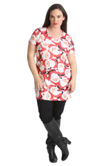 1430 Santa Print Tunic Top