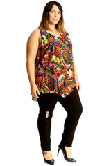 1688 Multi Paisley Print Hanky Top