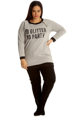 3124 No Glitter No Party Print Zip Sweatshirt