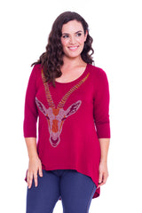 1315 Ram Stud Dip Hem Top