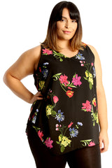 1691 Chiffon Floral Print Hanky Top