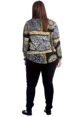 1540 Abstract Print Front Tie Top