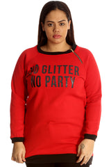 3124 No Glitter No Party Print Zip Sweatshirt