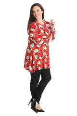 1436 Santa with Hat Print Swing Top