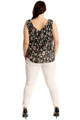 Crinkle Multi Floral Print V Neck Top