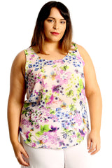1706 Multi Floral Print Chiffon Vest