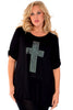 1109 Metallic Cross Stud Top