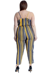 8045 Stripe Print Crossover Jumpsuit
