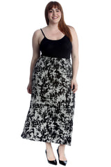 5037 Tie Dye Print Mid Calf Skirt