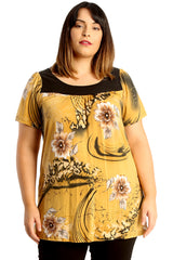 1717 Floral Branch Print Smock Top