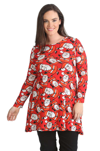 1436 Santa with Hat Print Swing Top