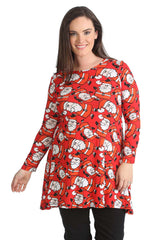 1436 Santa with Hat Print Swing Top
