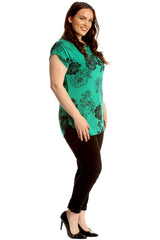 Floral Print Turnup Sleeve T-Shirt
