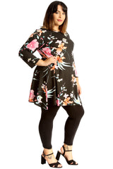 1673 Wild Floral Print Swing Top