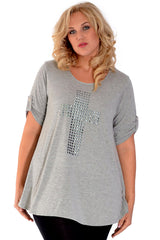 1109 Metallic Cross Stud Top