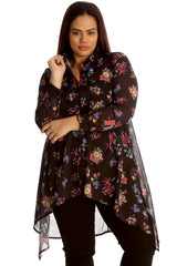 1506 Small Floral Print Chiffon Shirt