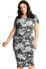 2229 Monochrome Floral Print Dress
