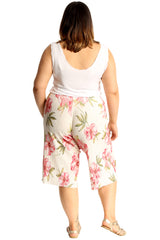 6132 Floral Print Crinkle Culottes