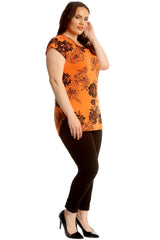 Floral Print Turnup Sleeve T-Shirt